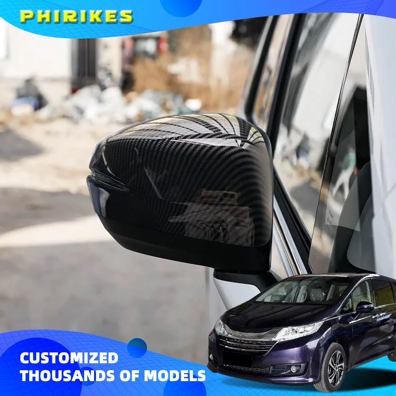 

For Honda Odyssey 2015-2021 Rearview Side Mirror Cover Wing Cap Exterior Door Rear View Case Trim Sticker Carbon Fiber Look