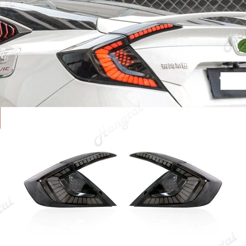مجموعة مصابيح خلفية لـ 2016 2017 2018-2021 Honda Civic 10 سيدان LED المصابيح الخلفية مجموع أضواء الخط أضواء الفرامل أضواء عكسية
