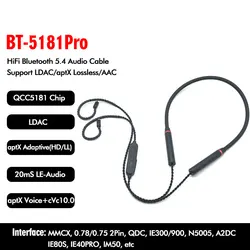 QCC5181 LDAC Bluetooth Hi-Res cavo Audio Wireless per IEM DJ MMCX 2pin SE846 IE300 QDC N5005 adattatore per cavo per cuffie apt-X HD