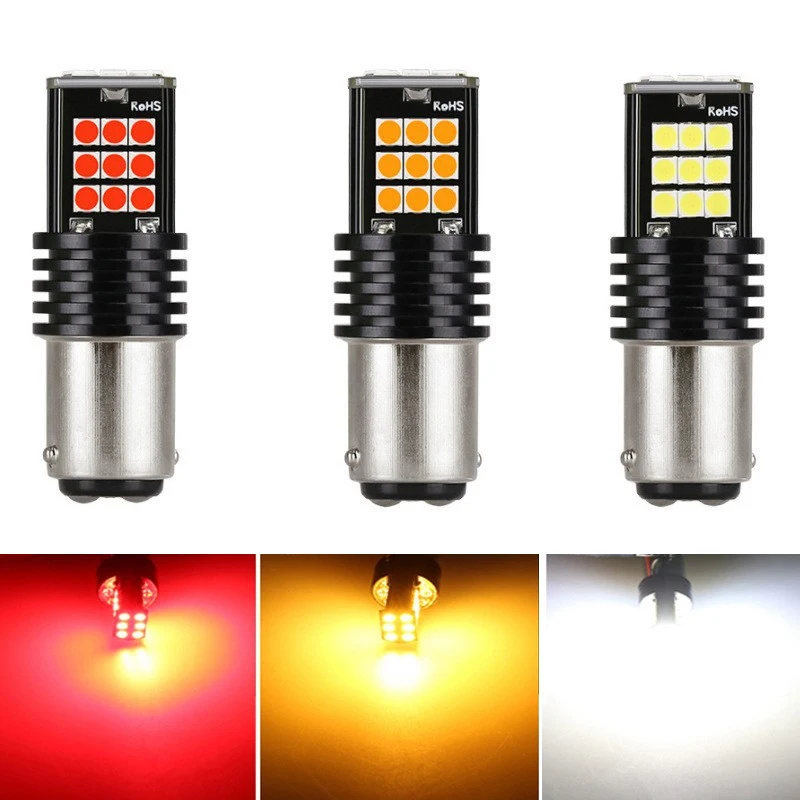 مصباح سيارة LED أحمر عالي الجودة، T20 1156 T15 3030 24SMD مصباح عكسي تلقائي مع وظيفة الانعطاف والفرامل.