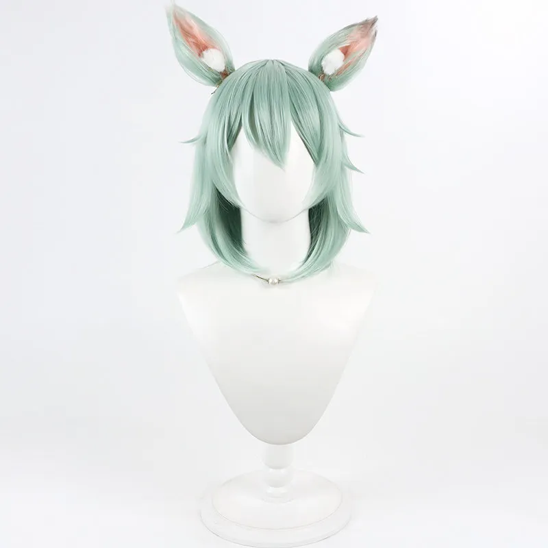 2-color Yani Neko Cosplay Wig Chainsmoker Cat Short Heat Resistant Synthetic Hair Halloween Party Role Play Carnival + Wig Cap