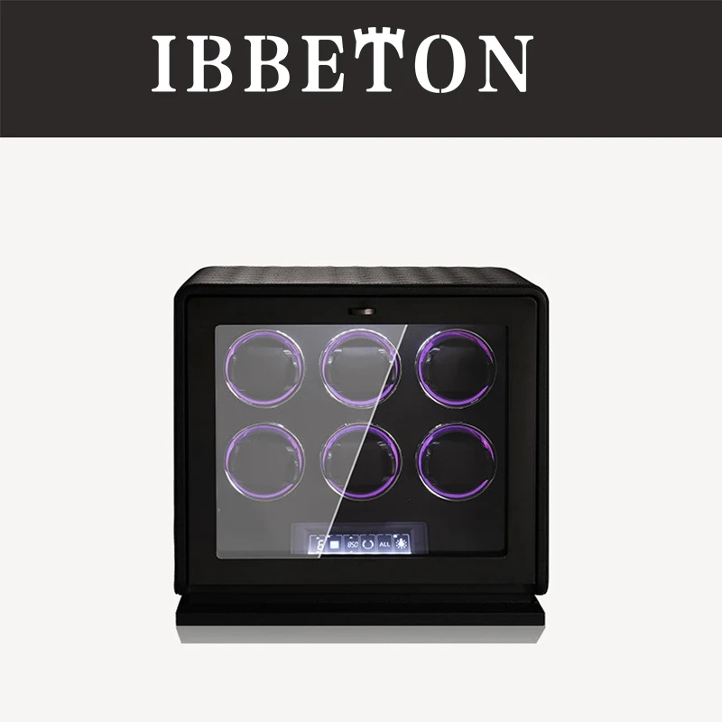

IBBETON 2 3 4 6 8 12 Slots Watch Winder Leather Luxury Fashion Exquisite Orange Green Black Watch Shaker Watch Box