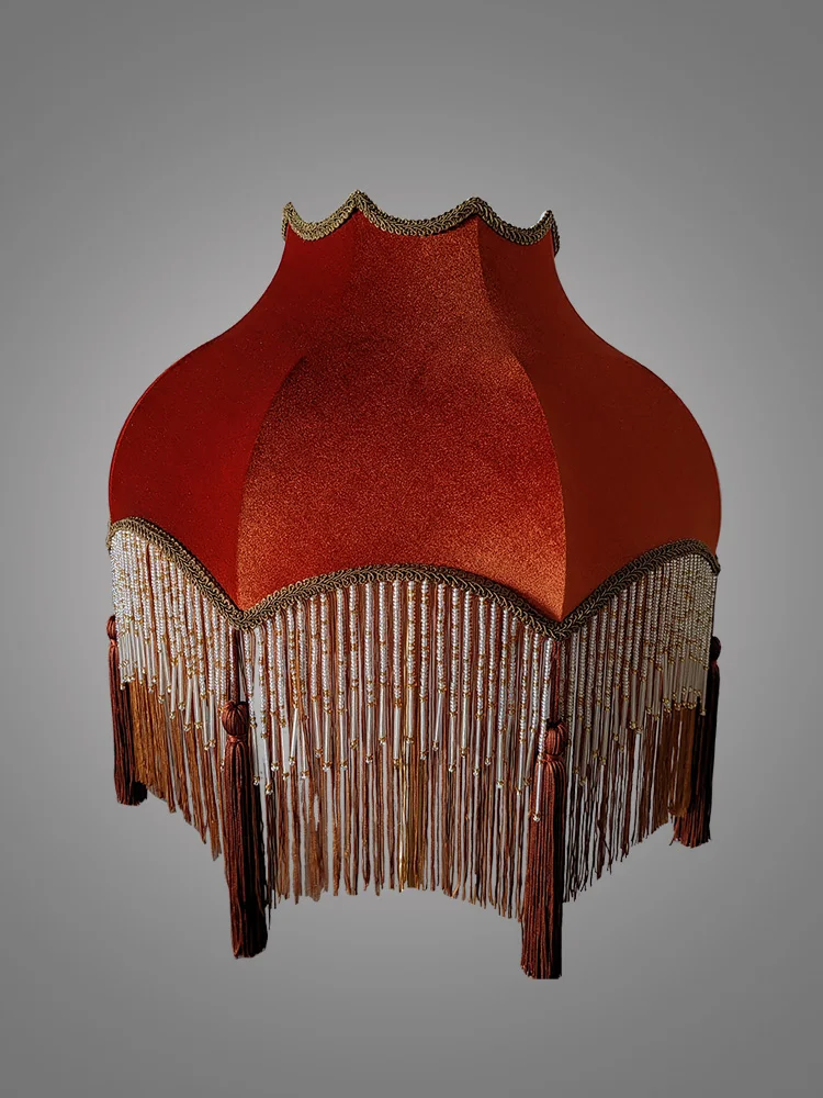 

Французская пасторальная бархатная цепочка из бисера цвета карамели, подвесная ткань с бахромой, кабинет, гостиная, полный медный абажур торшера