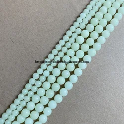 Natural Stone Glow In The Dark / Green Luminous Jade Fluorescence Round Loose Beads 15