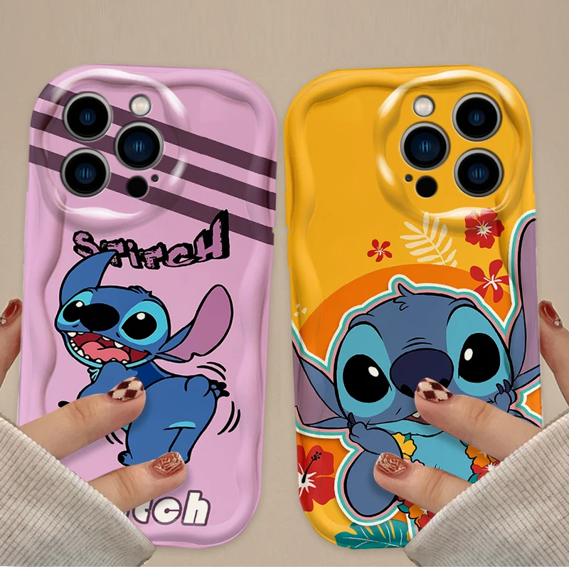 Coque de téléphone en Silicone Disney Stitch, jolie et Bizarre, antichoc, pour IPhone 16 15 14 13 12 11 Pro Max Plus 16E XR XS X 7 8 Wave