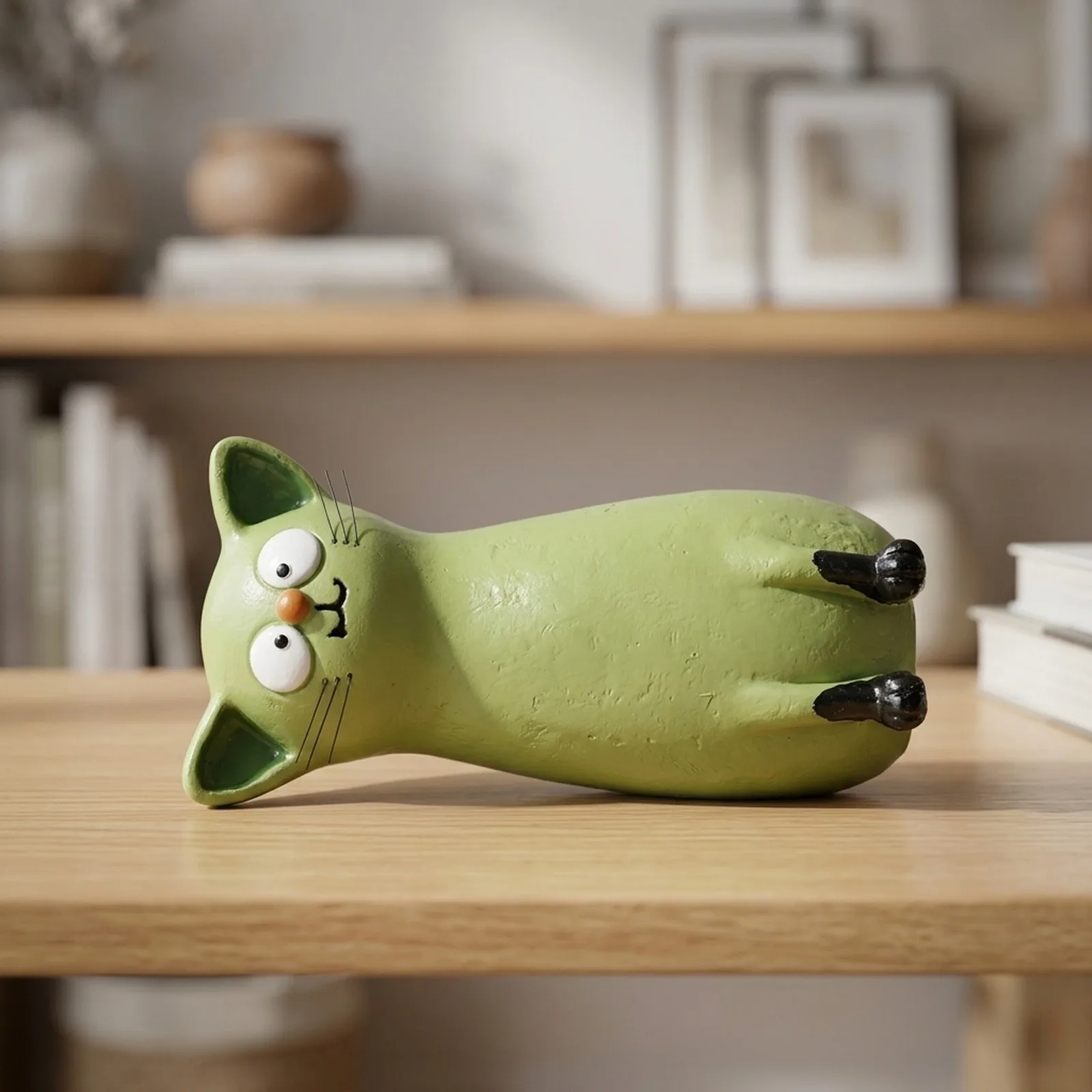 Handmade Resin Cat Figurine Minimalist Animal For SCULPTURE for Home Decor Shelf Desk with Floral Vase Function