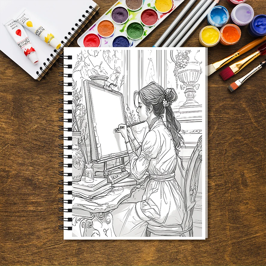 Adult Coloring Book - 8.3x 11.2 Inch 32 Pages Elegant Ladies Coloring Book - Helps Reduce Stress and Ease Emotions