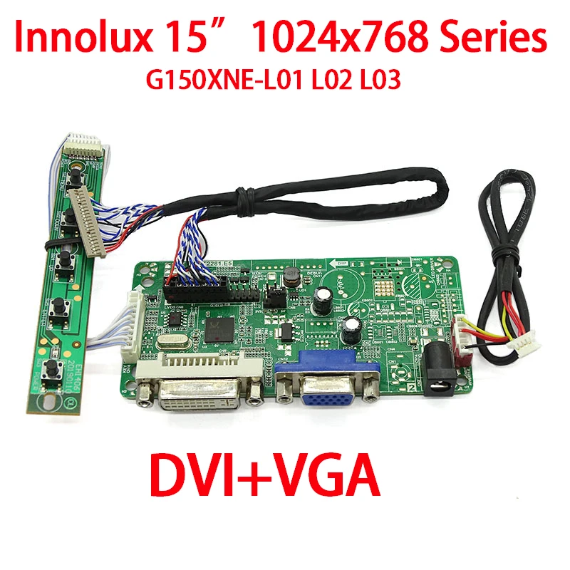 

For 15 inch G150XNE-L01 L02 L03 1024x768 1ch 8bit 20pins 1.25mm LVDS Cable DVI HDMI VGA LCD industrial Display Driver Board Kit