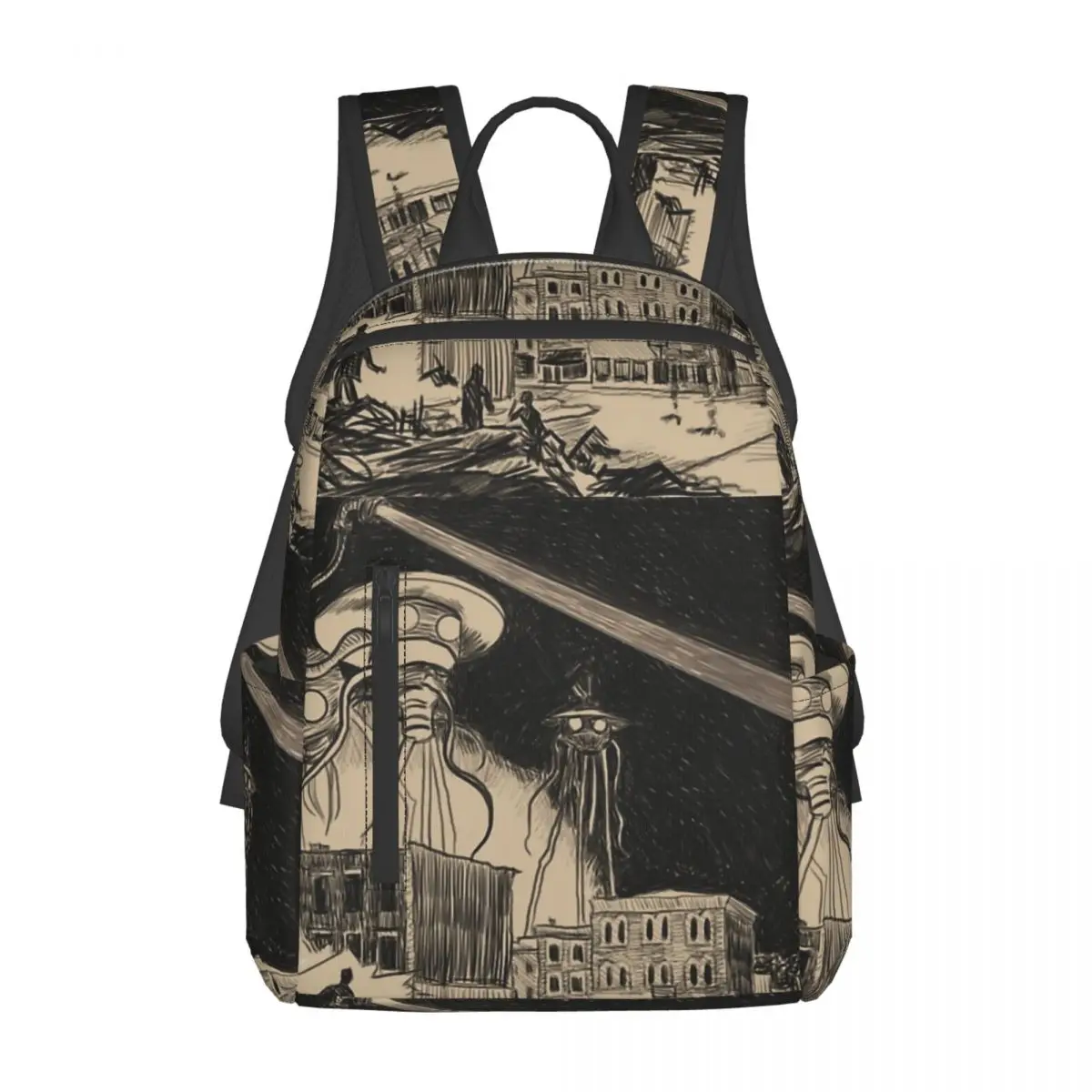 

War Of The Worlds In Covington's Central Business District Backpack Daypack Children BookBag School Bag Shoulder Bags Men Women