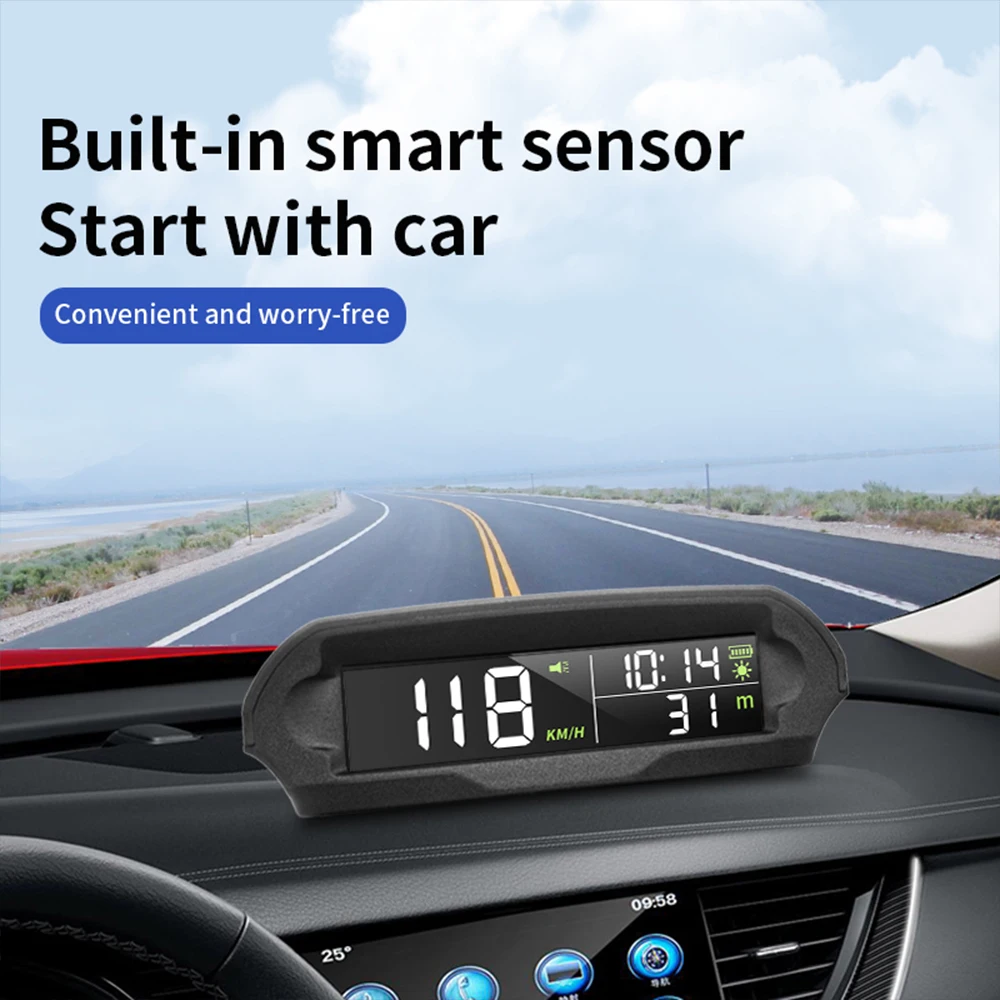 

ELING New HUD Digital GPS Speedometer with Fatigue Driving Reminder Overspeed Alarm Time Altitude Head up Display Solar Charging