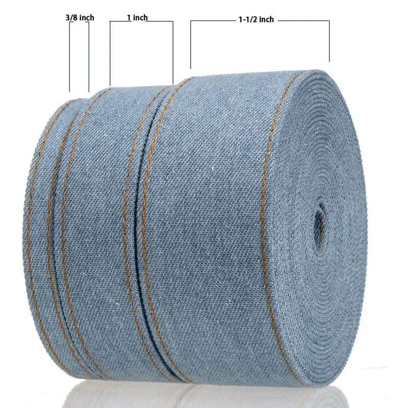 1Yard Stitch Denim Ribbons Layering Cloth Fabric Jeans Bows Ribbon for DIY Crafts Apparel Sewing Accessories 10/16/25/38mm