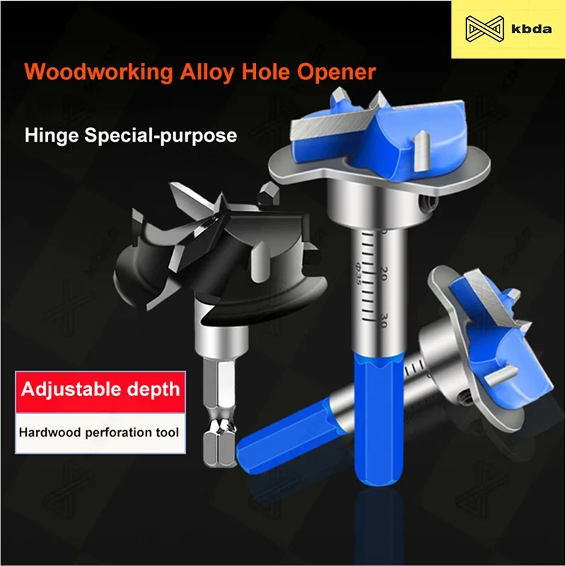 KBDA Woodworking Tool Adjustable Positioning 35mm Hinge Special Woodworking Alloy Hole Opener Hinge Drill Bit Forstner Drill Bit