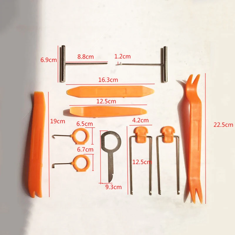 12피스 자동차 도어 클립 및 트림 제거 도구 세트 - 자동차 도어 패널, 오디오 대시보드 및 클립 설치용 4-in-1 프라이 도구