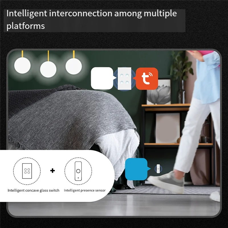 M18K-Tuya Matter Smart For Alexa Google Home Wifi Light Switch Concave Glass Homekit Smartthings Neutral Wire US Standard