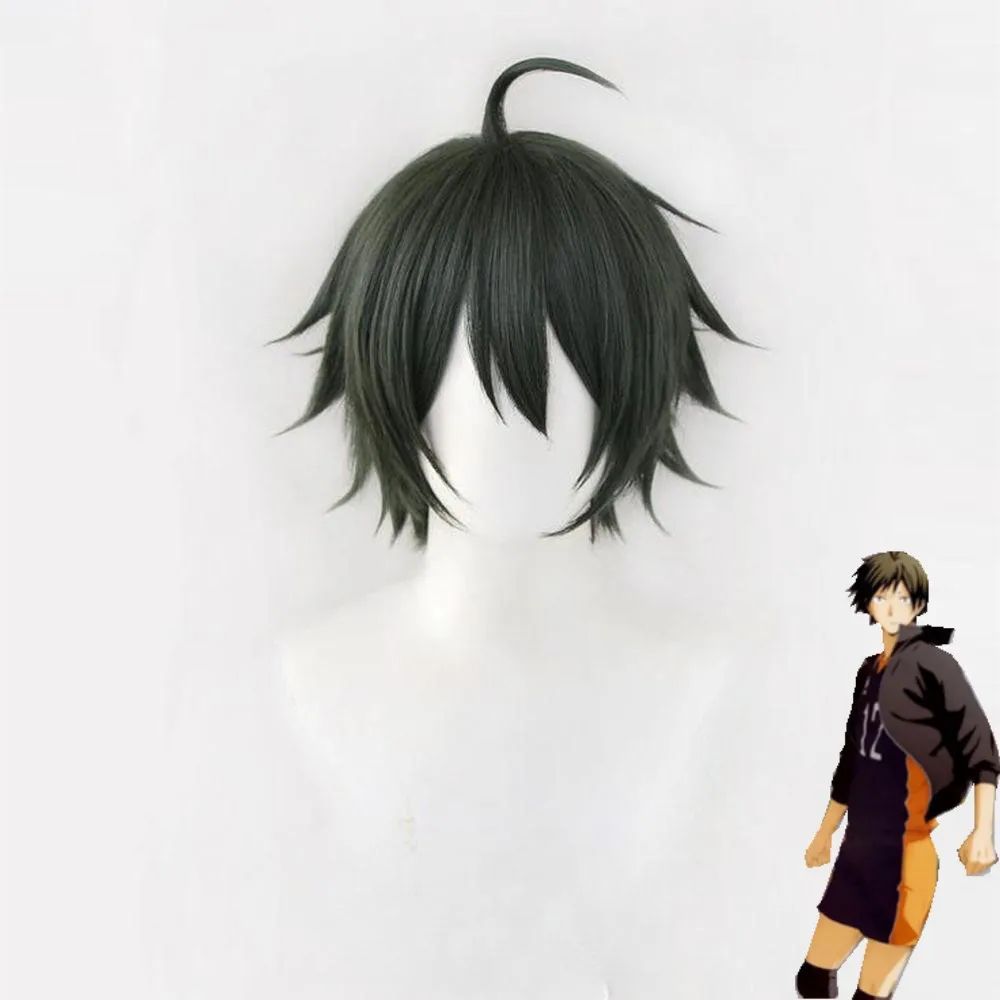 Volleyball Boys Yamaguchi Tadashi Cosplay Wig Realistic Scalp Coral Algae Color Unisex For Male And Female In 2D Style