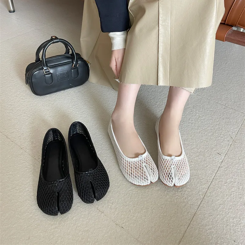 

Bailamos Brand Women Flat Shoes Fashion Split Toe Slip On Mary Jane Ballet Shoes Soft Flat Heel Outdoor Casual Single Shoes