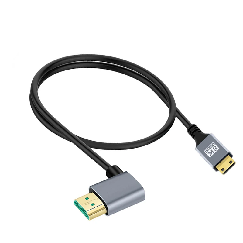 Nku 8K UHD Cable 90 Degree UP/DOWN/LEFT/RIGHT Angle Ultra-thin Mini/Micro-HD 3D Display Cord for Camera Notebook PC Monitor HDTV