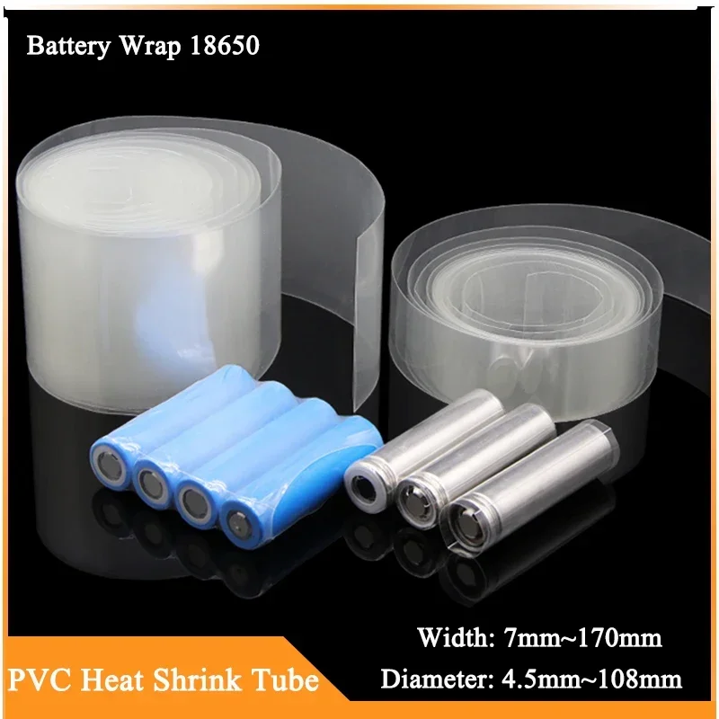 2/5/10/20M Transparent PVC Heat Shrink Tube Pack Width 7~170mm Insulated Film Case Cable Sleeve Shrink Wire Wrap Battery Wraps