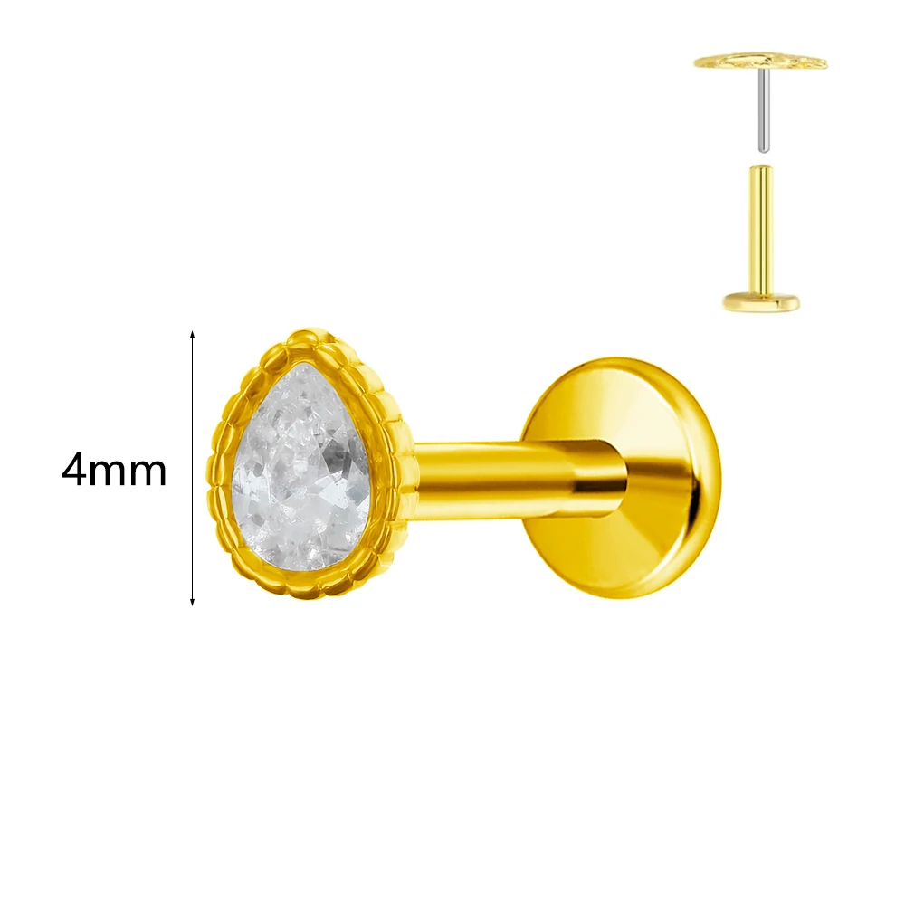 Women's Titanium Opal Moon Push In Branch Earring Stud