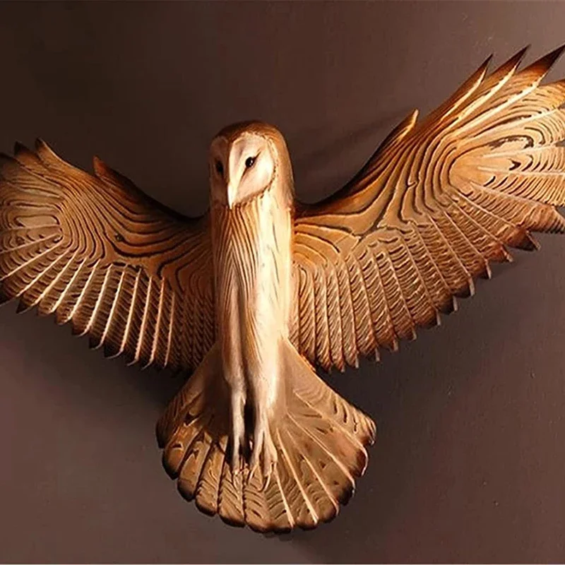 Owl Wall Statue Resin Handmade Crafts Wall Hanging Ornament for Living Room Garden Office Decoration Figurine Декор Для Дома view 4