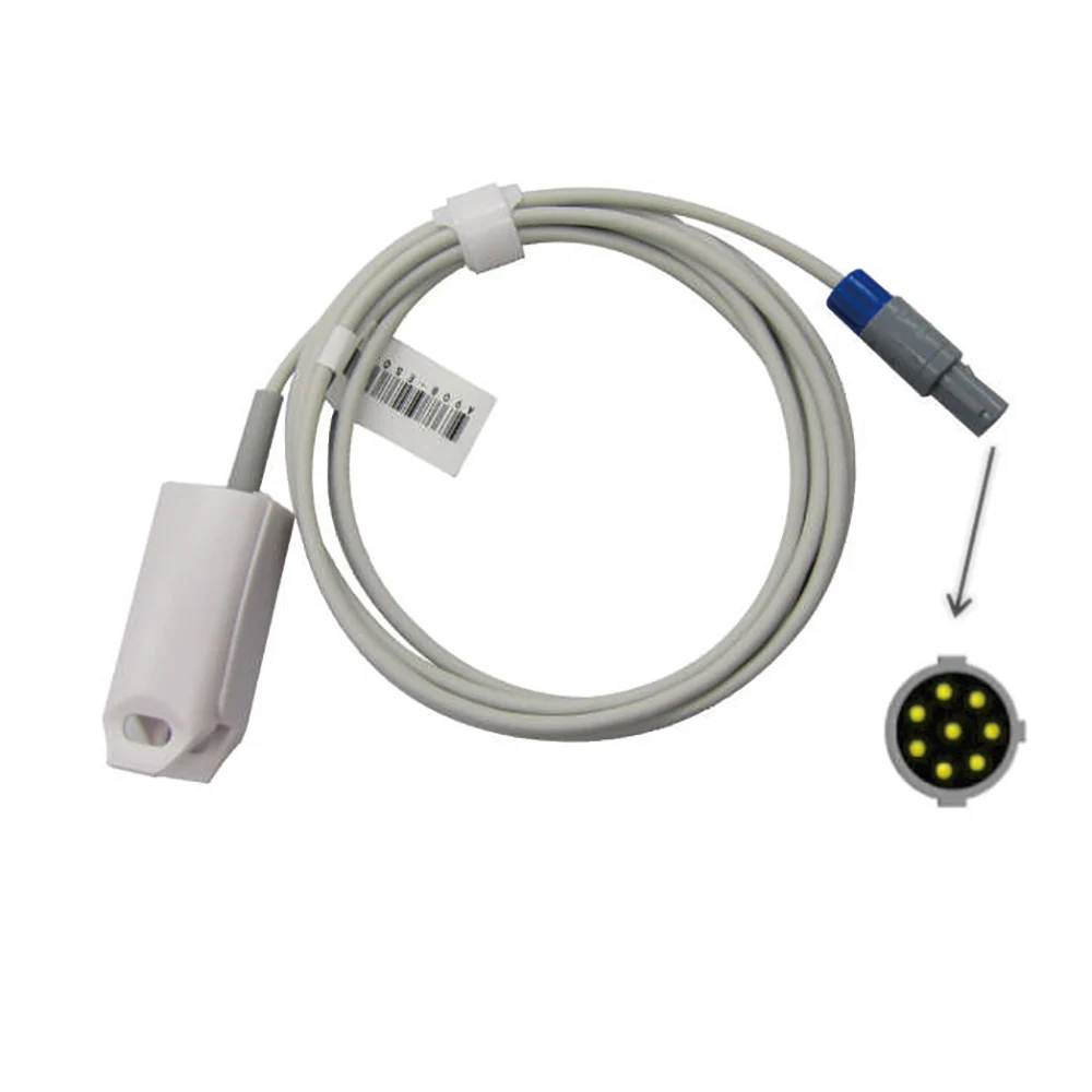 

Compatible with Creative Nelcor Oximax, 8 Pin Type of Monitor Spo2 Probe Sensor. Reusable Blood Oxygen Cable for Oximeter