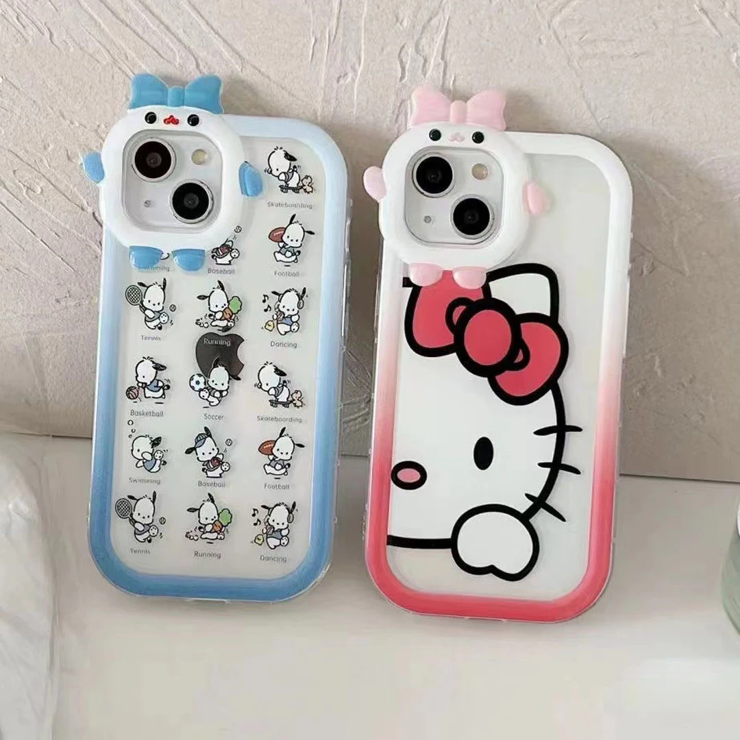 Cute Hellokitty Phone Case For Xiaomi Lite 12T Poco X3 X4 GT NFC X5 Pro 5G 3D Bow-knot Little Monster Lens Soft Silicone Cover