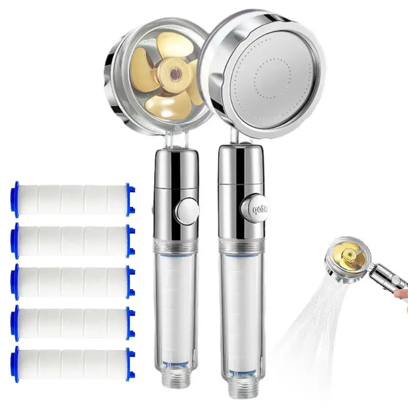 Hydro Shower Head Turbocharged High Pressure Filtered Showerhead 360 Rotating Vortex Spray Shower Head With 5 Filters Pause