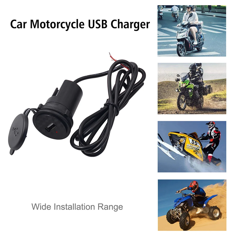 

Phone 12V Single Port Waterproof Motorcycle Socket For Atv Abs Housing With Seal Cap Black Motorcycle Extension Usb Socket