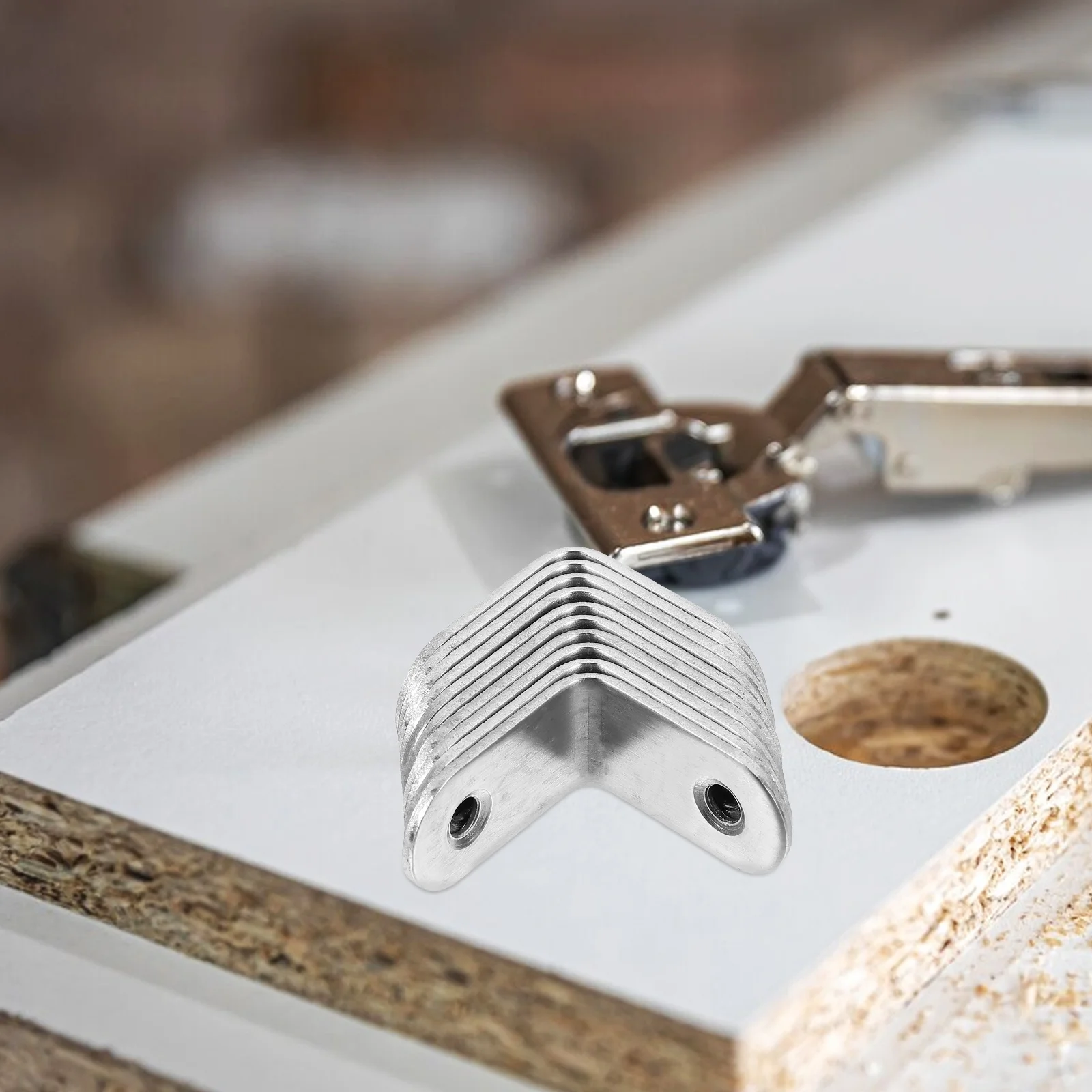 

10Pcs Stainless Steel L-Shape Shelf Brackets Easy Install Durable Corner Supports for Furniture L Brackets for Shelves