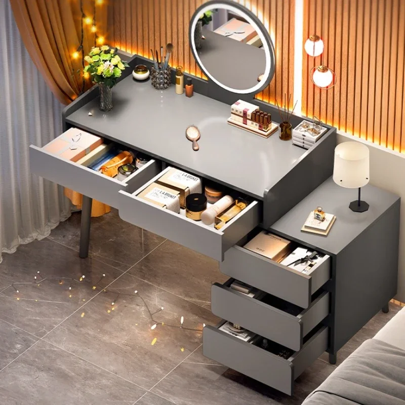 Dresser side cabinet integrated small apartment bedroom light luxury desk bedside storage cabinet makeup table view 6