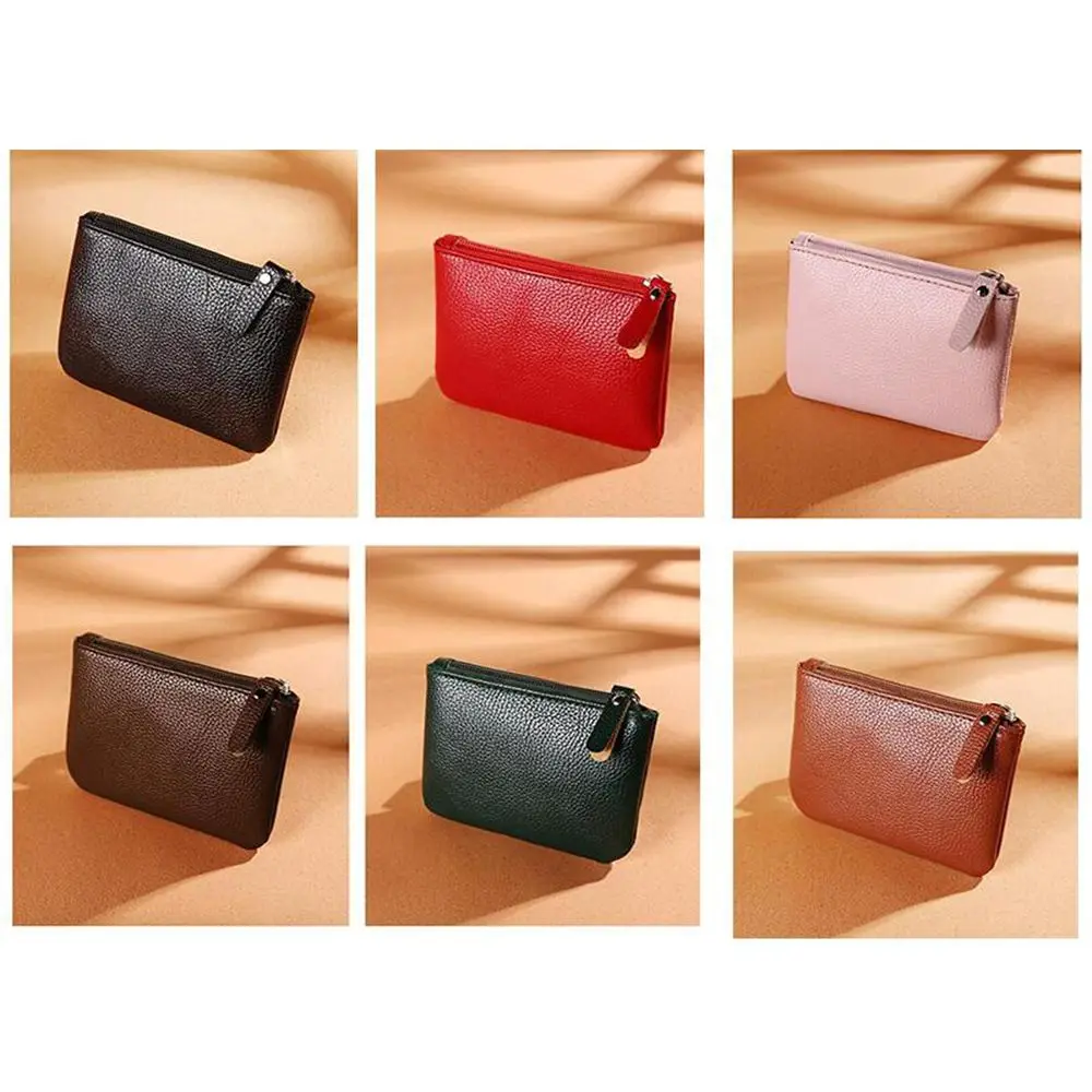 Zipper Classic Lychee Pattern PU Leather Coin Purse Business Money Clutch Purse Pouch Women Men Wallet ID Card Case