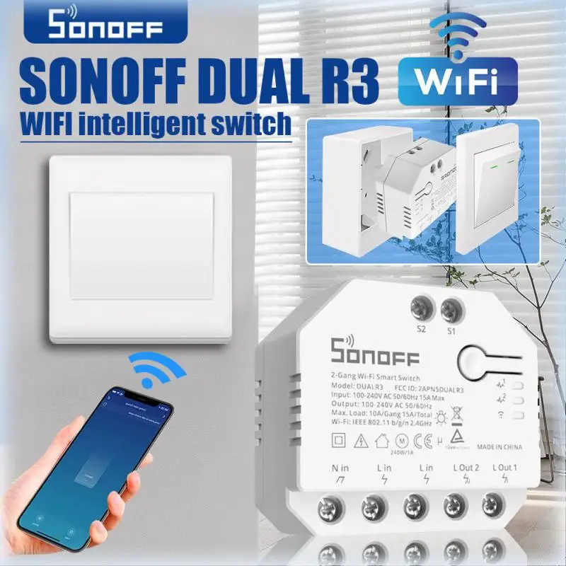 SONOFF DUALR3 Dual Relay Support 2-way DIY Smart Switch modulo relè di misurazione dell\'alimentazione Smart Home Control tramite EWeLink Alexa Google