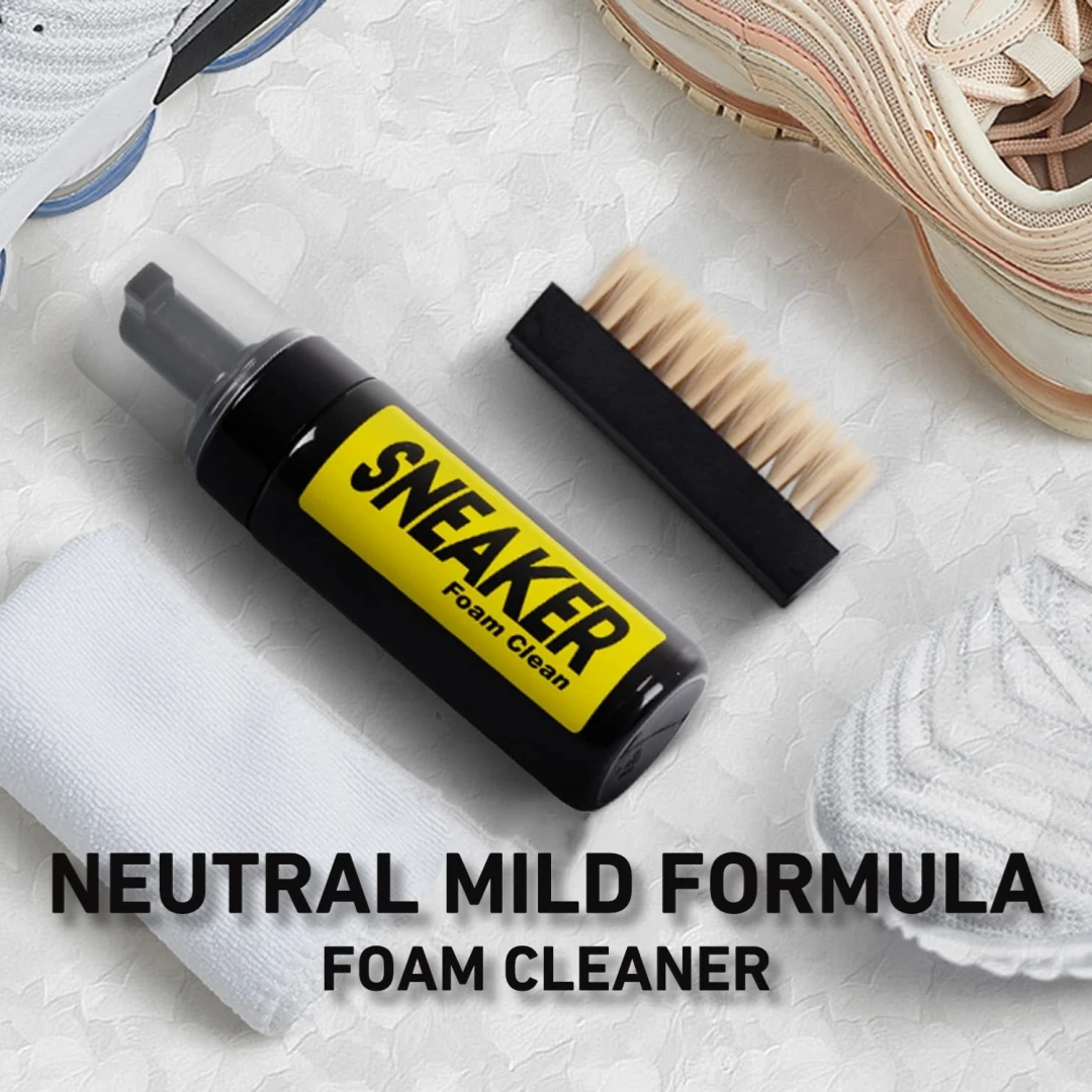 Limpiador de zapatillas de espuma sin agua, 150ML, cepillo para zapatos, traje de espuma para limpieza en seco, paño limpiador para zapatos, trabajo en bota de gamuza para zapatos blancos