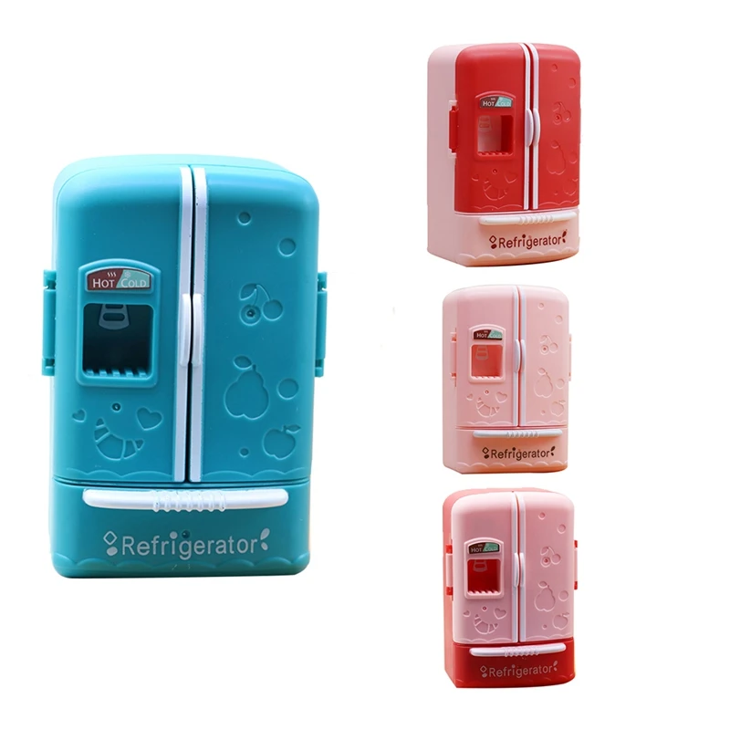 ثلاجة صغيرة مزدوجة الباب للأطفال ، محاكاة دمية المنزل ، لعب المنزل ، الديكور
