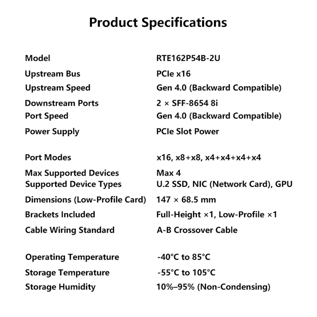 PCIe 4.0 5.0 16x auf SlimSAS SFF-8654 Grundplatte MCIO Split Card GPU Diskreter Grafikkarten-Erweiterungsadapter – Detail 7