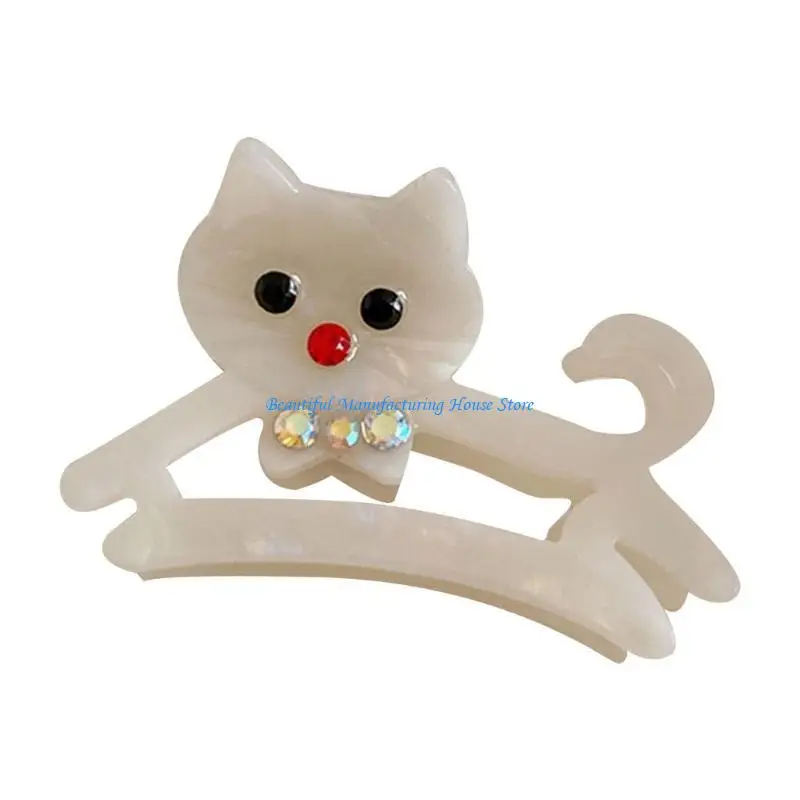 E56A Practical Acetate Hair Claw Clip In Fun Cats For Women and Girls