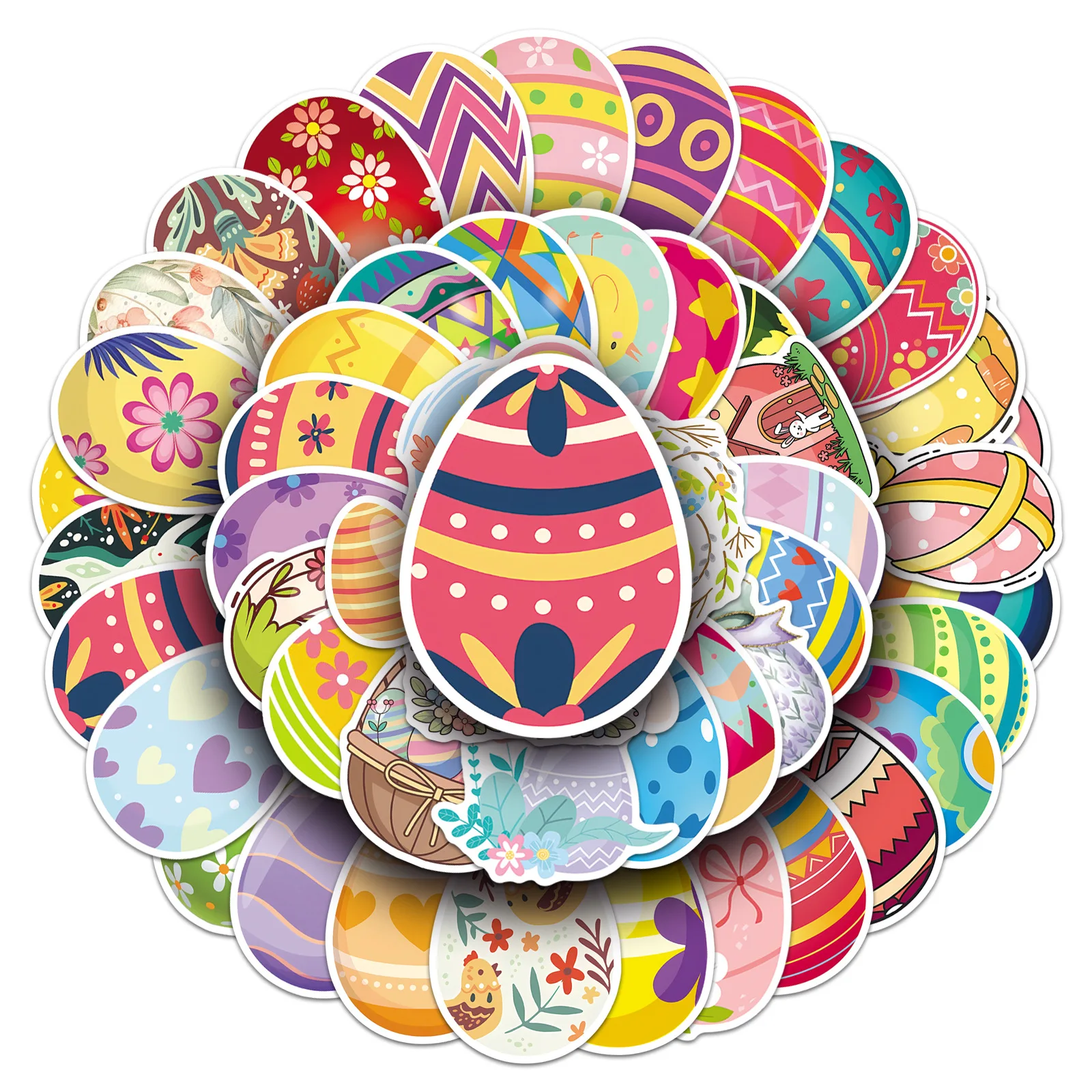 50 Pcs Easter Eggs Stickers Festival Cute Doodle For Wall Car Phone Case