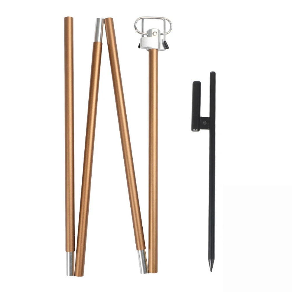 Foldable Lamp Post Folding Storage Fixing Stand Holder Aluminum Alloy with Floor Nail Pole Portable Lamp Stand Hook