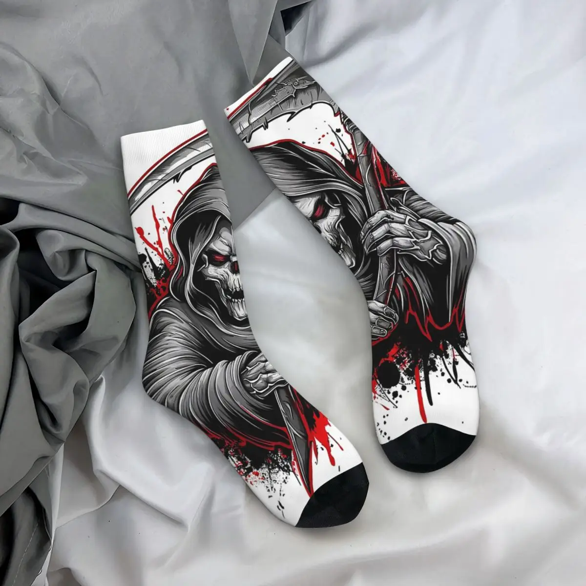 

Носки на все сезоны с изображением безумного Жнеца с косой, повседневные длинные носки для мужчин и женщин, подарки на День святого Валентина