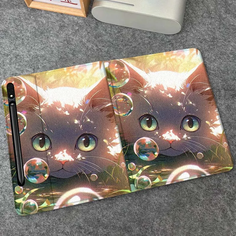 

Beautiful Flower Cat For Samsung Galaxy Tab S9 S10 S6 S7 S8 FE Plus Lite Inch Foldable Cover Tablet Case
