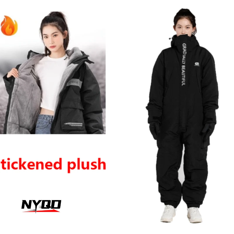 

Зимние плюшевые и утолщенные трикотажные изделия для рыбалки, цельный костюм, уличный теплый плюшевый велосипедный костюм с разделенными штанинами, мотоциклетный костюм