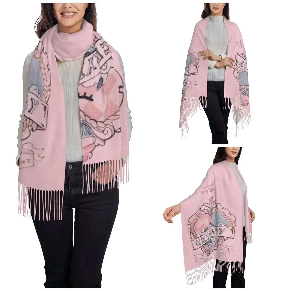 Portals Tour Logo Fans Shawl Wrap for Women Warm Large Soft Scarf Melanie Martinez Pashmina Tassel Scarves