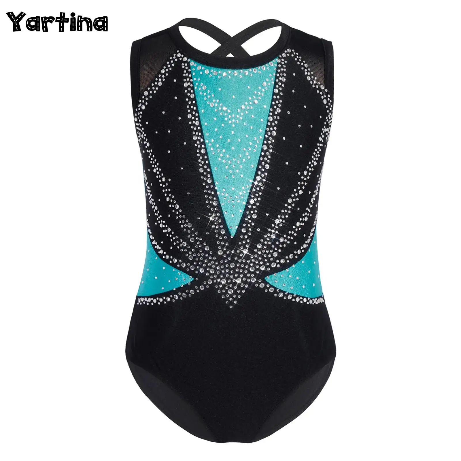 

Детский балетный трикотаж с блестящими стразами для девочек, боди, металлический гимнастический художественный костюм для фигурного катания