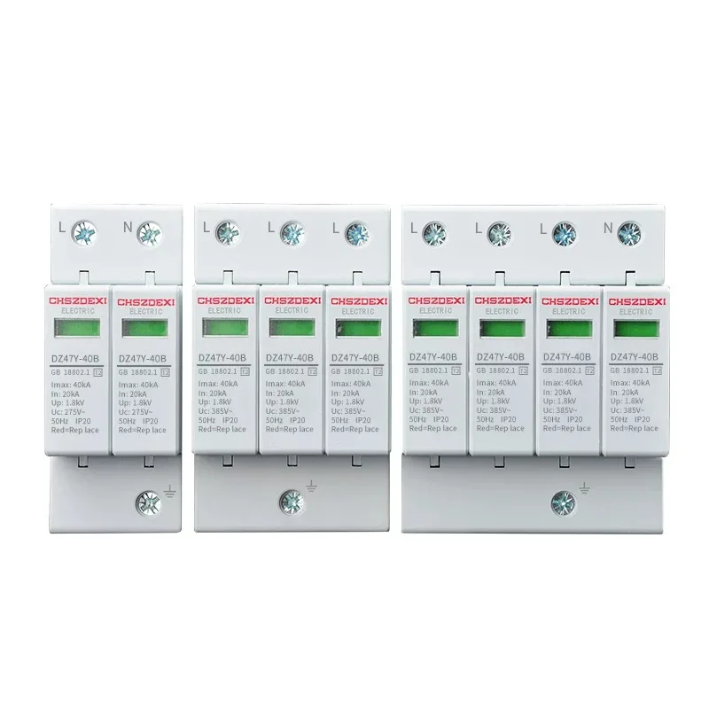 Three-phase Four-wire Lightning Arrester 2P3P4P Industrial Power Protector T2 Home Monitoring Lightning Disconnect 220v