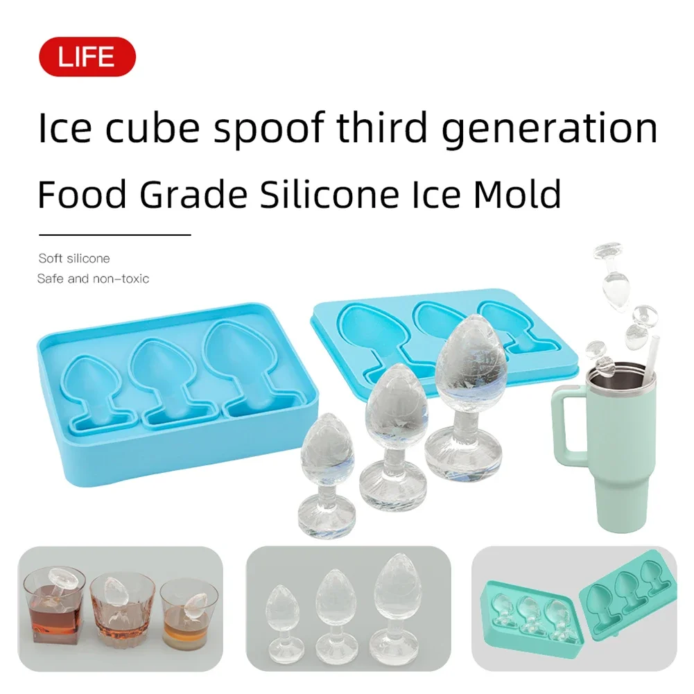 2024 New Adult Prank Ice Cube Mold Trays Fun Butt Plug Shaped Reusable Silicone Ice Cube Molds for Ice Chilling Whiskey Cocktail