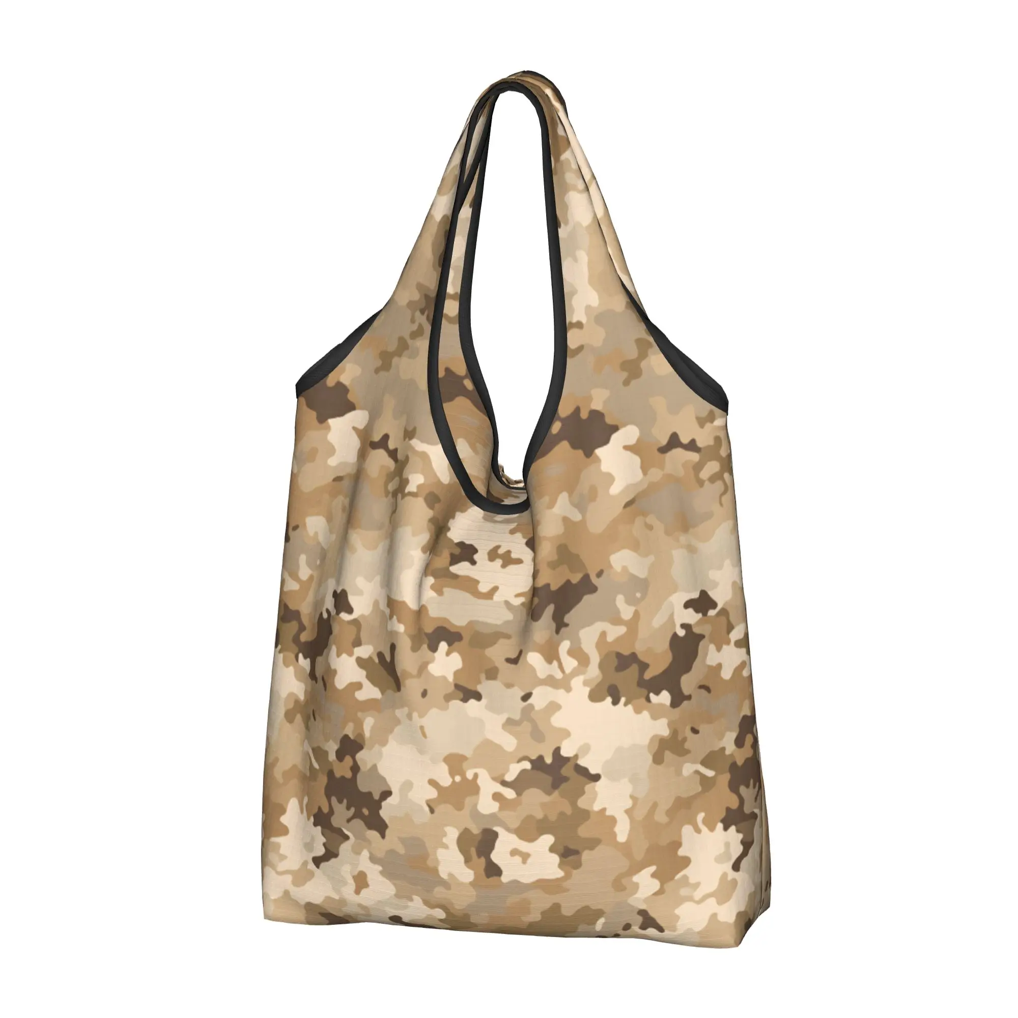 Custom Autumn Desert Camo Shopping Bag Women Portable Large Capacity Groceries Camouflage Military Tactical   Tote Shopper Bags