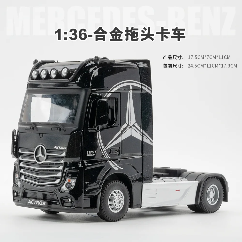 1:36 Mercedes-Benz ACTROS truck Simulation Diecast Metal Alloy Model car Sound Light Pull Back Collection Kids Toy Gifts A561