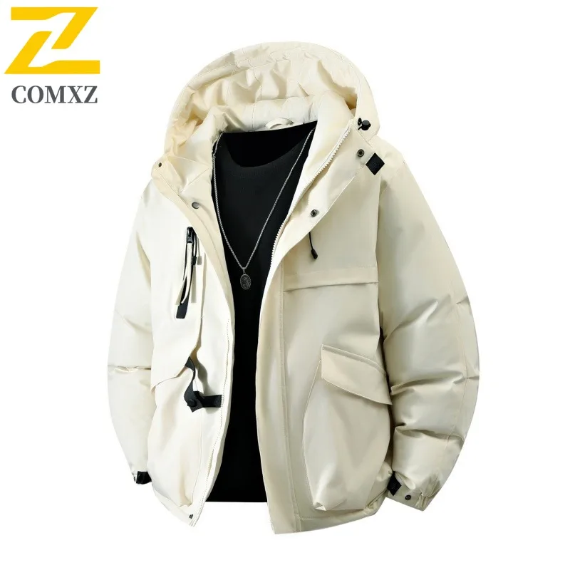 

COMXZ Men Padded Jacket Premium Hooded Outdoor Adventure Thickened Warm Parka Daily Style Comfort Lightweight Winter Clothing