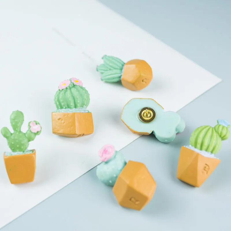 Decorative Drawing Pins Office Supplies Kawaii Pushpins Cactus Shaped Thumb tacks Cute Push Pins for Cork Boards