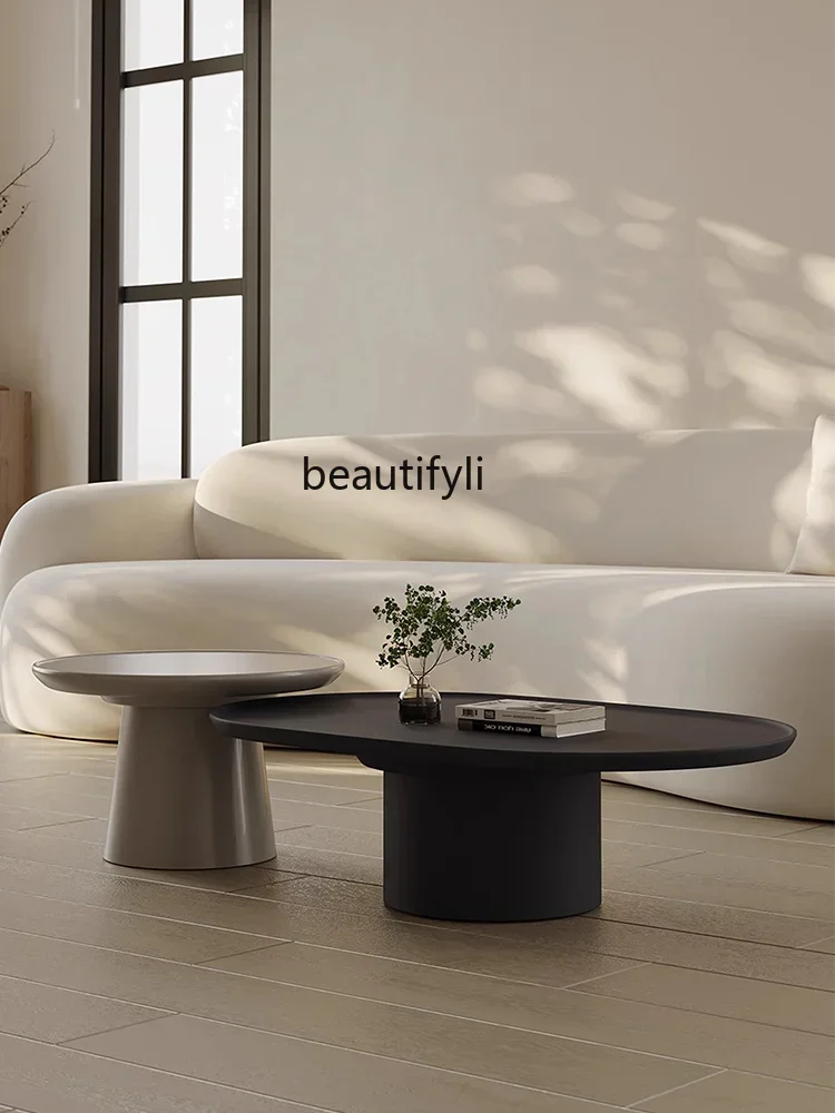 A55 طاولة القهوة لغرفة المعيشة الرجعية الحديثة بسيطة الصلبة الخشب طاولة مستديرة ضوء الفاخرة الإبداعية بسيطة